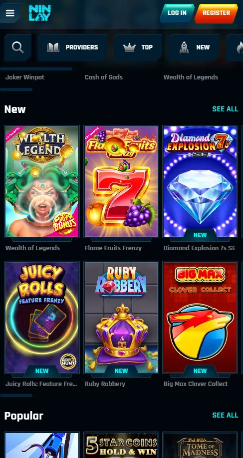 ninlay mobile games page